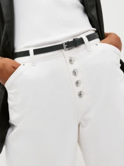 Noir et argent - Ceinture fine en cuir