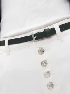 Noir et argent - Ceinture fine en cuir