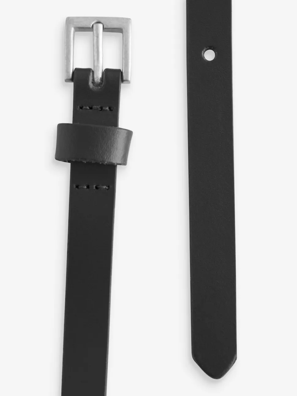 Noir et argent - Ceinture fine en cuir
