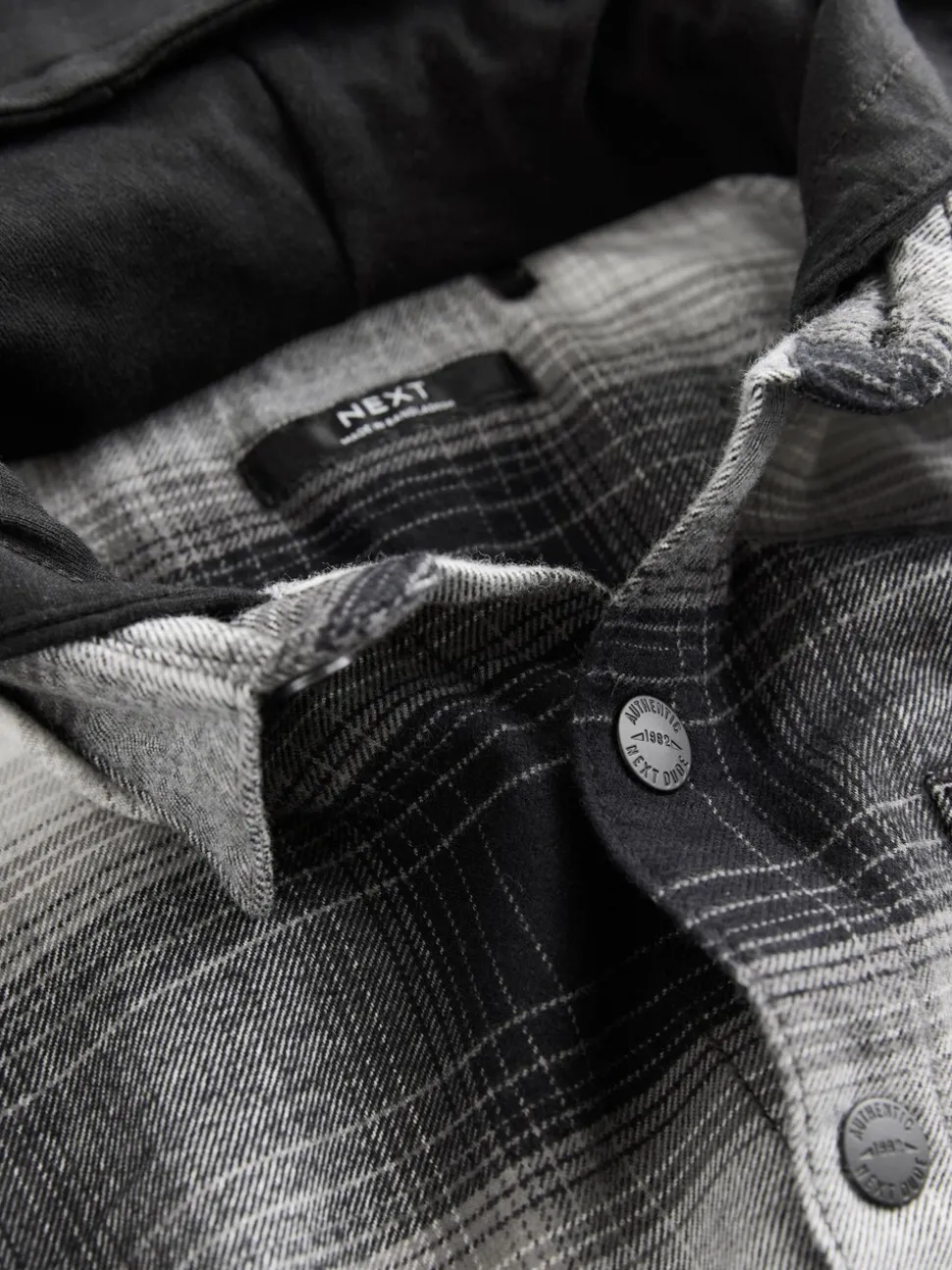 Noir et blanc - Chemise à manches longues à carreaux à capuche (3-16ans)