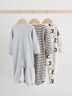 Noir et blanc à motif chien - Lot de 3 dors-bien bébé zippés (0-2ans)