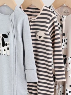 Noir et blanc à motif chien - Lot de 3 dors-bien bébé zippés (0-2ans)