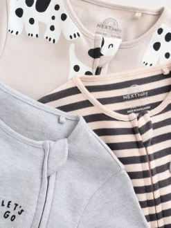 Noir et blanc à motif chien - Lot de 3 dors-bien bébé zippés (0-2ans)