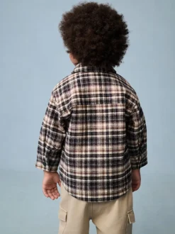 Noir et blanc - Veste-chemise à carreaux doublée de peau de mouton (3mois7ans)