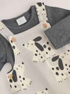Noir et blanc chien - Ensemble salopette et body bébé en jersey (0 mois-2 ans)