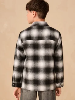Noir et blanc monochromes - Surchemise zippée à carreaux (3-16ans)