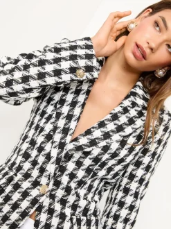 Noir et Blanc pied-de-poule - Blazer Lipsy droit