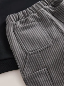 Noir et gris imprimé - Ensemble Jogging à capuche et charpentier (3mths-7yrs)