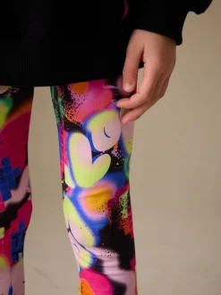 Noir Graffiti coeur - Ensemble Sweat-shirt et Leggings (3-16ans)