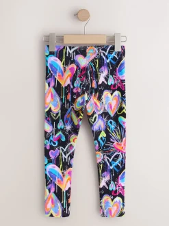 Noir Graffiti coeur - Leggings (3-16ans)