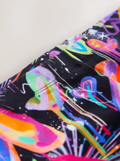 Noir Graffiti coeur - Leggings (3-16ans)