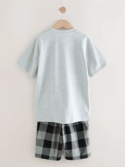 Noir gris - Lot de 2 pyjamas oversize tissés à carreaux (3-16ans)