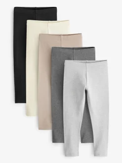 Noir/ Gris/ Neutre - Lot de 5 leggings (3-16ans)