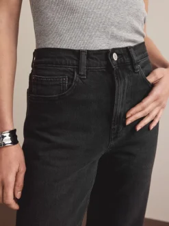 Noir lavé - Jean colonne extensible Mom Comfort