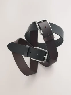 Noir marron - Ensemble de 2 ceintures en cuir poli