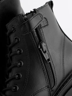 Noir mat - Warm Lined À lacets Ankle Bottes