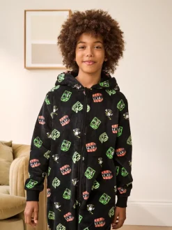 Noir Minecraft - Tout-en-un sous licence polaire (4-16ans)