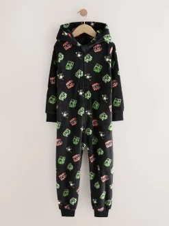 Noir Minecraft - Tout-en-un sous licence polaire (4-16ans)