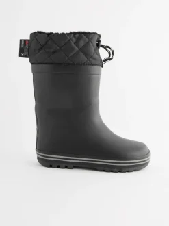 Noir monochrom - Bottes en caoutchouc fourrées