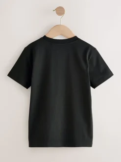 Noir motif football - T-shirt imprimé régulier à manches courtes (3-16ans)