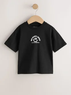 Noir motif smiley - Petit t-shirt graphique à manches courtes (3mois à7ans)