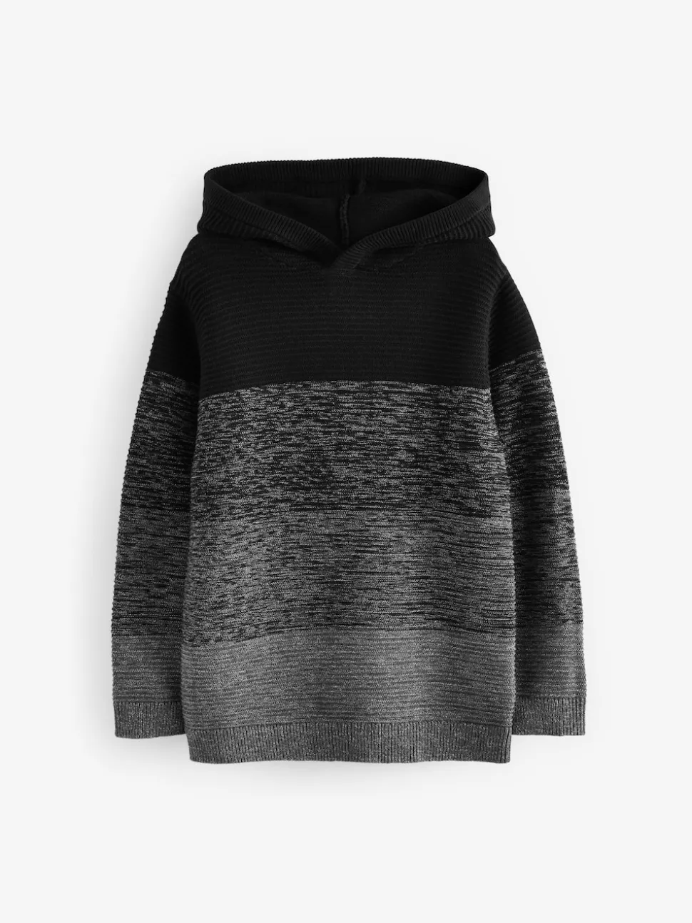 Noir Ombre Color-block - Sweat-shirt tricoté à capuche (3-16yrs)