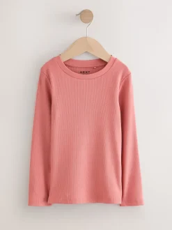 Noir/ rose/ blanc - Lot de 3 Hauts à manches longues côtelés (3-16ans)