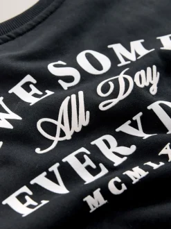 Noir Super Everyday - Sweat-shirt en jersey à col rond imprimé au dos (3mois7ans)