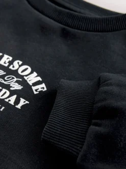 Noir Super Everyday - Sweat-shirt en jersey à col rond imprimé au dos (3mois7ans)