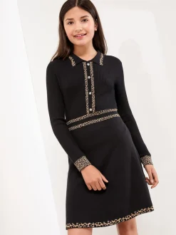 Noir/Animal - Lipsy Robe-chemise en maille à manches longues (5-16ans)