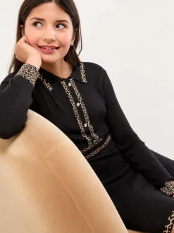 Noir/Animal - Lipsy Robe-chemise en maille à manches longues (5-16ans)