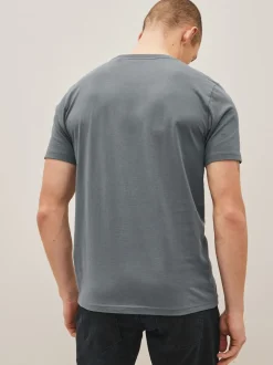 Noir/ardoise/Gris chiné/Blanc/bleu marine/Bleu - Slim Fit (Slim Fit) - Lot de t-shirts essentiels en coton 6