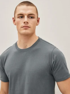 Noir/ardoise/Gris chiné/Blanc/bleu marine/Bleu - Slim Fit (Slim Fit) - Lot de t-shirts essentiels en coton 6