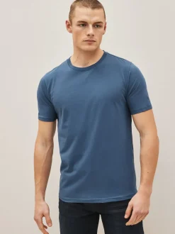 Noir/ardoise/Gris chiné/Blanc/bleu marine/Bleu - Slim Fit (Slim Fit) - Lot de t-shirts essentiels en coton 6