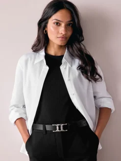 Noir/argenté - Ceinture Regular Statement en cuir à boucle