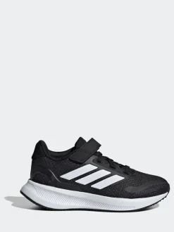 Noir/Blanc - adidas Baskets de course Runfalcon 5 à lacets élastiques pour enfant