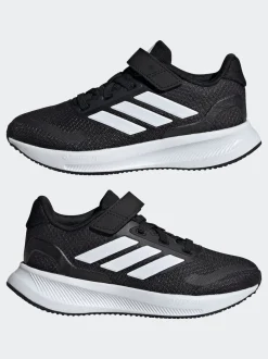 Noir/Blanc - adidas Baskets de course Runfalcon 5 à lacets élastiques pour enfant