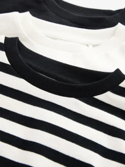 Noir/Blanc - Boxy Long Sleeve 100% Cotton Sweat Tops Pack de 3 (3-16ans)