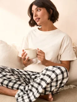 Noir/Blanc - 100de pyjamas % coton Manches Courts 2