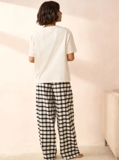 Noir/Blanc - 100de pyjamas % coton Manches Courts 2