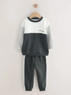 Noir/Blanc - Ensemble T-shirt et Jogging à manches longues (3mths-7yrs)