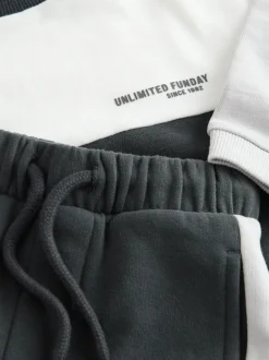 Noir/Blanc - Ensemble T-shirt et Jogging à manches longues (3mths-7yrs)