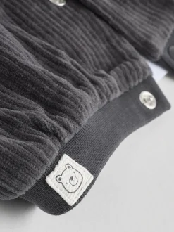 Noir/Blanc - Ensemble veste, haut et jogging en velours bébé (0mois-2ans)