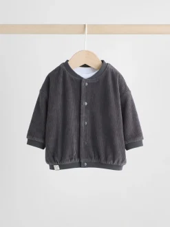 Noir/Blanc - Ensemble veste, haut et jogging en velours bébé (0mois-2ans)