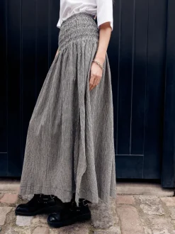 Noir/Blanc - Jupe longue vichy taille basse