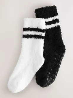 Noir/blanc à liserés - Paquet de chaussettes douillettes 2