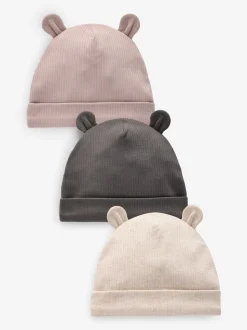 Noir/Blanc - Lot 3 bonnets à oreilles d’ours (0-18mois)