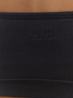 Noir/Blanc - Lot de 2 brassières longues côtelées sans coutures