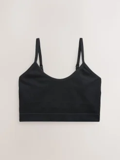 Noir/Blanc - Lot de 2 brassières longues côtelées sans coutures