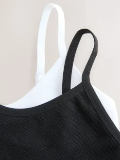Noir/Blanc - Lot de 2 brassières longues côtelées sans coutures